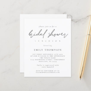 Papier Budget Moderne Script Bridal Douche Invitation