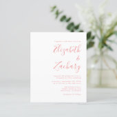 Papier Budget Moderne Script Coral QR Code Mariage Invita (Debout devant)