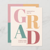 Papier BUDGET Moderne Script Faire-part de graduation pho (Devant / Derrière)