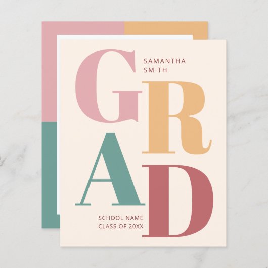 Papier BUDGET Moderne Script Faire-part de graduation pho (Devant / Derrière)