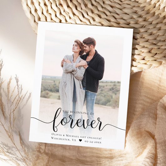 Papier Budget Moderne Script Fiançailles photo Faire-part
