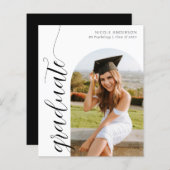Papier Budget Moderne Script Graduate Photo Faire-part (Devant / Derrière)