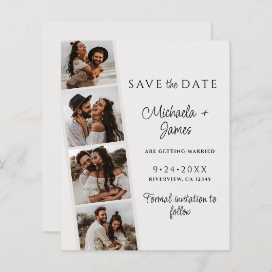 Papier Budget Moderne Script Mariage Enregistrer La Date (Devant / Derrière)
