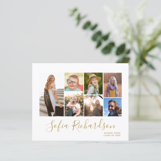 Papier BUDGET Moderne Script or Photo Grad Faire-part (Debout devant)