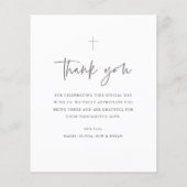 Papier Budget Moderne Script Photo Baptême Merci (Dos)