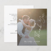 Papier Budget moderne script photo mariage merci (Devant / Derrière)