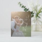 Papier Budget moderne script photo mariage merci (Debout devant)