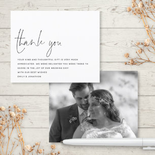 Papier Budget Moderne Script Photo Mariage Merci