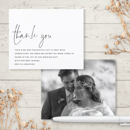 Papier Budget Moderne Script Photo Mariage Merci