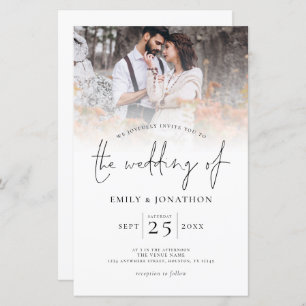Papier Budget Moderne Script Photo Overlay Mariage Invita