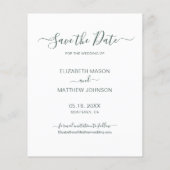 Papier Budget Moderne Script Photo Vert Enregistrer la da (Dos)