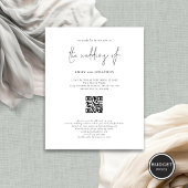Papier Budget Moderne Script QR Code Faire-part de mariag