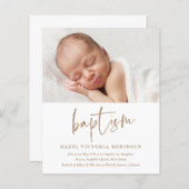 Papier Budget Moderne Script Simple Baptême Invitation (Devant / Derrière)