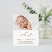 Papier Budget Moderne Script Simple Baptême Invitation (Debout devant)