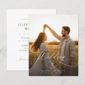 Papier Budget Moderne Script Sunset Photo Wedding Invite (Devant / Derrière)