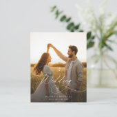 Papier Budget Moderne Script Sunset Photo Wedding Invite (Debout devant)