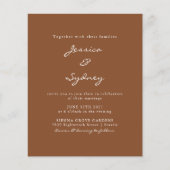 Papier Budget moderne Sienna Script Faire-part de mariage (Devant)