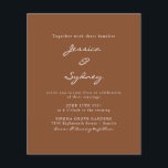 Papier Budget moderne Sienna Script Faire-part de mariage<br><div class="desc">Budget minimaliste moderne Sienna Brown Script Faire-part de mariage</div>