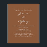 Papier Budget moderne Sienna Script Faire-part de mariage<br><div class="desc">Budget minimaliste moderne Sienna Brown Script Faire-part de mariage</div>