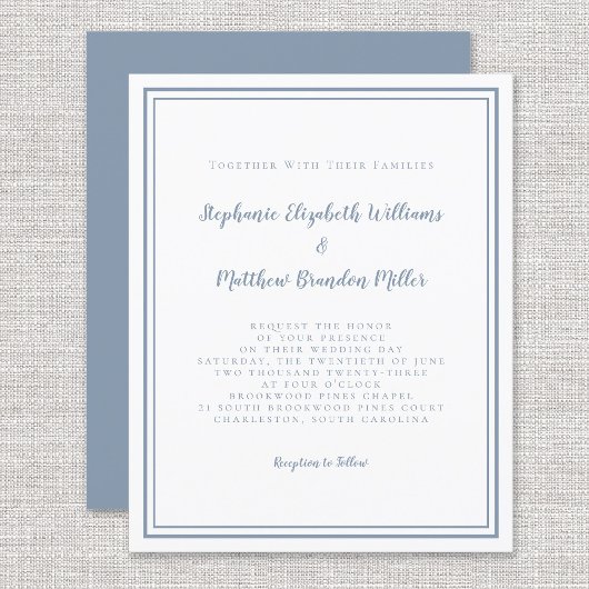 Papier Budget moderne Simple Dusty Blue Faire-part de mar