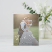 Papier Budget moderne simple photo mariage merci (Debout devant)