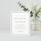 Papier Budget moderne Simple Sage Vert Faire-part de mari (Debout devant)