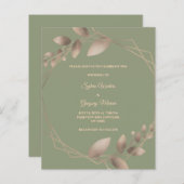 Papier Budget Moderne Simple sauge botanique vert or (Devant / Derrière)