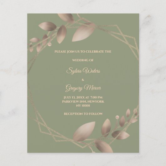 Papier Budget Moderne Simple sauge botanique vert or (Devant)