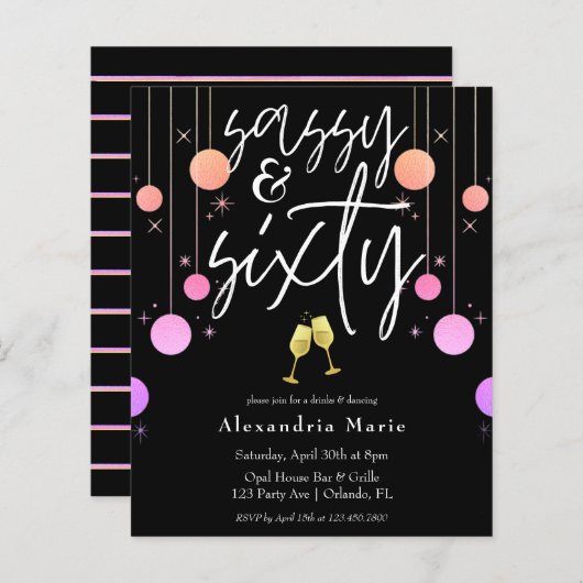 Papier Budget Moderne Sparkle Sassy & 60 Anniversaire (Devant / Derrière)