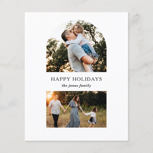 Papier Budget Moderne Split Arche Deux Photo Holiday Card (Devant)