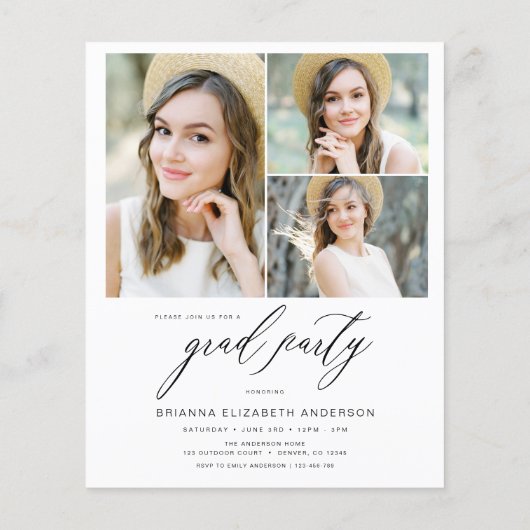 Papier Budget Moderne Tendance Photo Graduation Party (Dos)