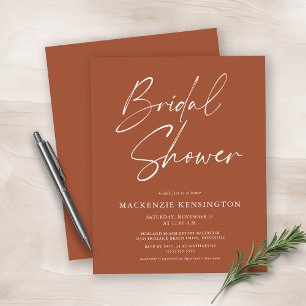 Papier Budget Moderne Terracotta Bridal Shower Invitation