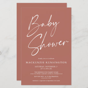 Papier Budget Moderne Terracotta Simple Script Baby showe