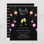 Papier Budget Moderne Toast Or 21e Anniversaire Invitatio (Devant / Derrière)