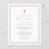 Papier Budget Moderne Typographie Bleu Première communion (Devant)