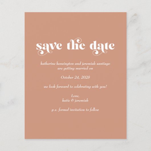 Papier Budget Moderne Typographie Mariage Enregistrer la  (Dos)