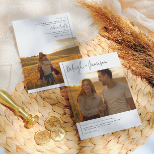 Papier Budget Moderne Typographie Script 2 Photos Mariage