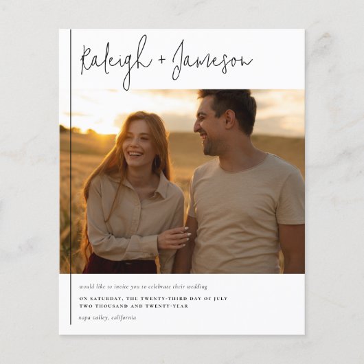 Papier Budget Moderne Typographie Script 2 Photos Mariage (Devant)