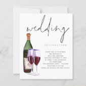 Papier Budget Moderne Vin Bouteille Verres Mariage Invita (Devant)