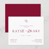 Papier BUDGET Monogram Deep Burgundy Script Wedding (Devant / Derrière)
