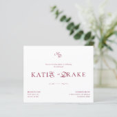 Papier BUDGET Monogram Deep Burgundy Script Wedding (Debout devant)