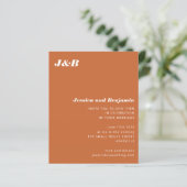 Papier Budget Monogram Orange Photo Faire-part de mariage (Debout devant)