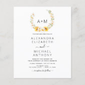 Papier Budget Monogram Sunflower Daisy Mariage de verdure (Devant)
