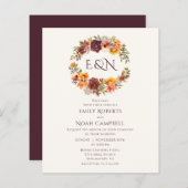 Papier Budget Monogramme Automne Rustique Plum Floral Mar (Devant / Derrière)