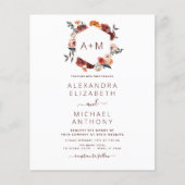 Papier Budget Monogramme Bourgogne Floral Mariage (Devant)