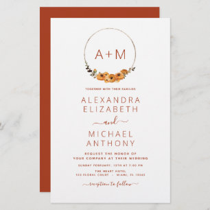 Papier Budget Monogramme Burange Orange Floral Mariage