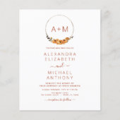 Papier Budget Monogramme Burange Orange Floral Mariage (Devant)