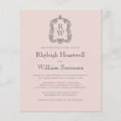 Papier Budget Monogramme Crest Blush QR Code Mariage Invi (Devant)