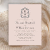 Papier Budget Monogramme Crest Blush Rose Wedding Invitat