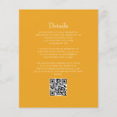 Papier Budget Monogramme Crest Marigold QR Code Mariage (Dos)